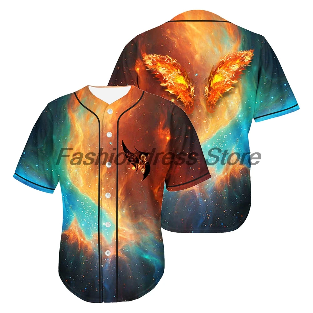 

Illenium Fire Rave Baseball Jersey V-Neck Short Sleeve Button-Down Shirts Women Men Outdoor Streetwear Tops