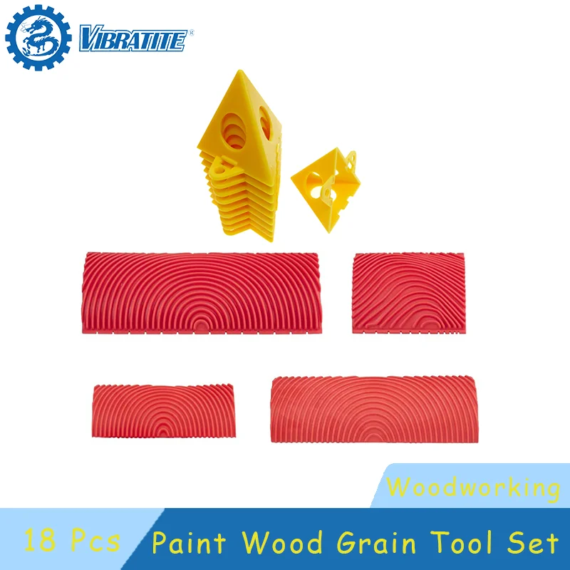 Rubber Roller Brush with Painter's Painting Stand 18 Pcs for Imitation Wood Graining Wall Painting Home Decoration Art Embossing