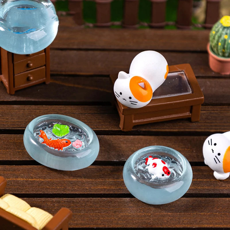 4/1 Stuks Poppenhuis Miniatuur Simulatie Koi Aquarium Poppenhuis Ronde Aquarium Model Poppenhuis Mini Meubels Decoratie