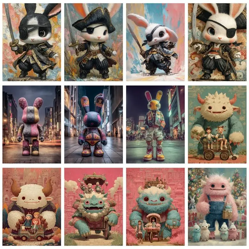 CHENISTORY DIY Pictures By Number Cartoon Monster Animal Kits Hand Painted Paintings Art Painting By Numbers Drawing On Canvas H