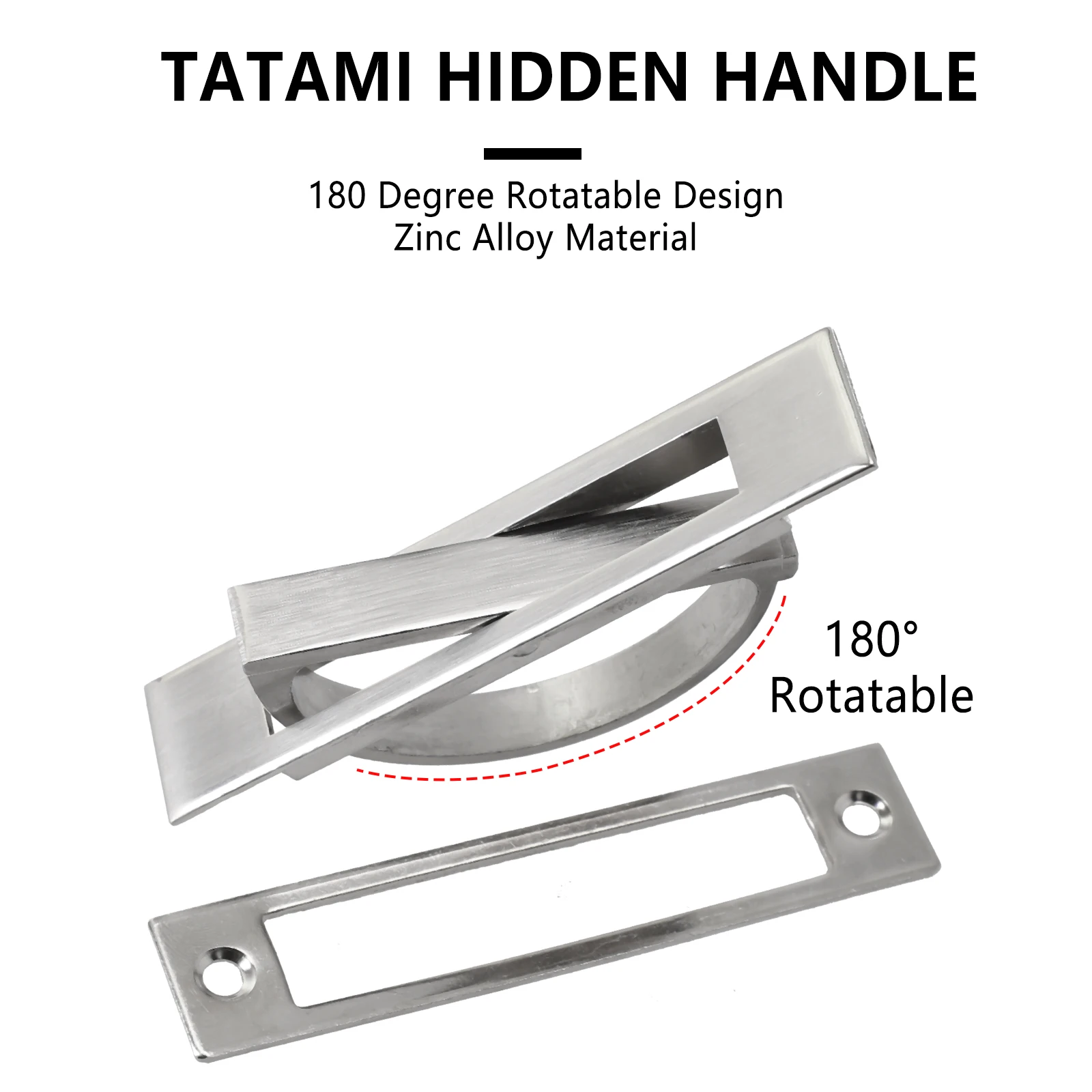 Invisible Handle Embedded Handle Zinc Alloy Invisible Door Handle for Tatami Cabinets and Bifold Doors Ergonomic Design