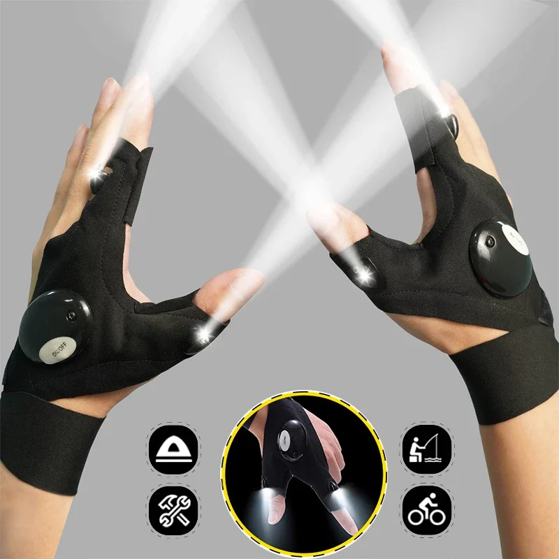 

Motorcycle Cycling Gloves Fishing Gloves with LED Flashlight Night Light Waterproof Outdoor Repairing Glove Moto Accessories