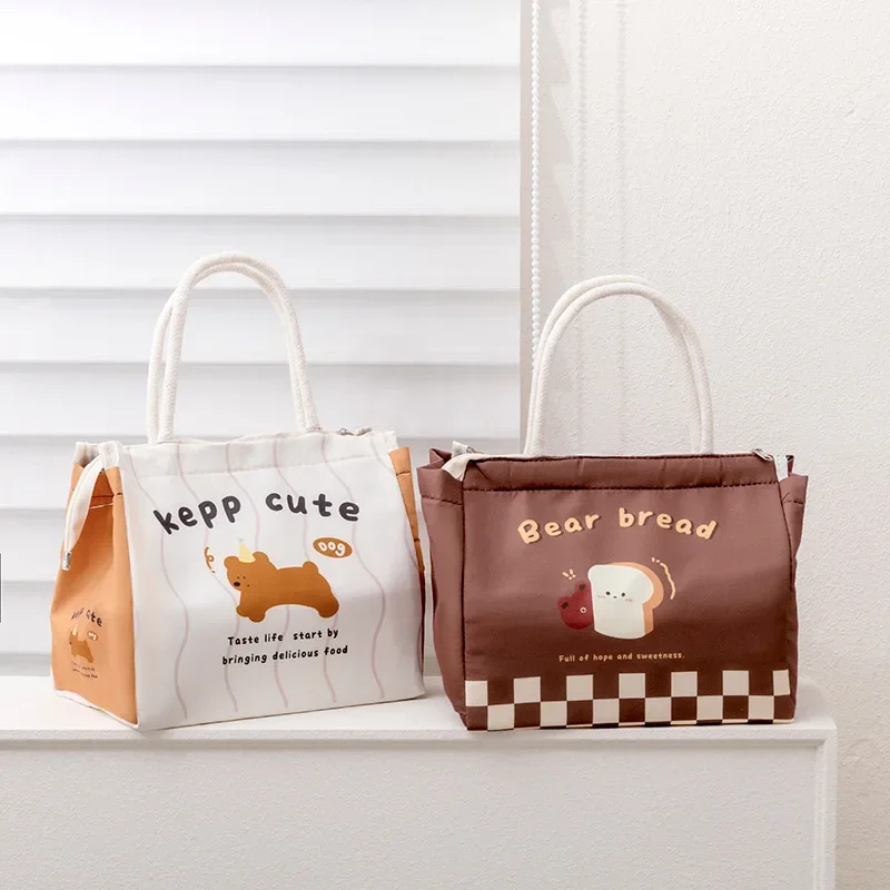 

Cartoon Insulated Lunch Box Bag - Large Capacity Thermal Bento Bag with Aluminum Foil Lining, Portable Food Pouch for Women Kids