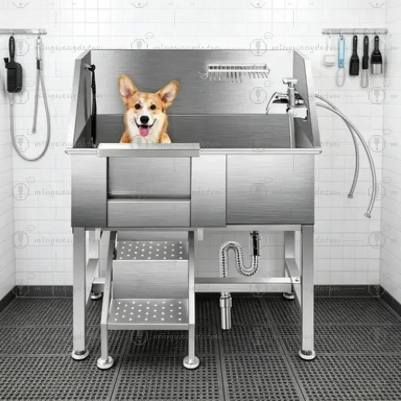 Stainless Steel Dog Bath Tub Large Pet Washing Grooming Pool