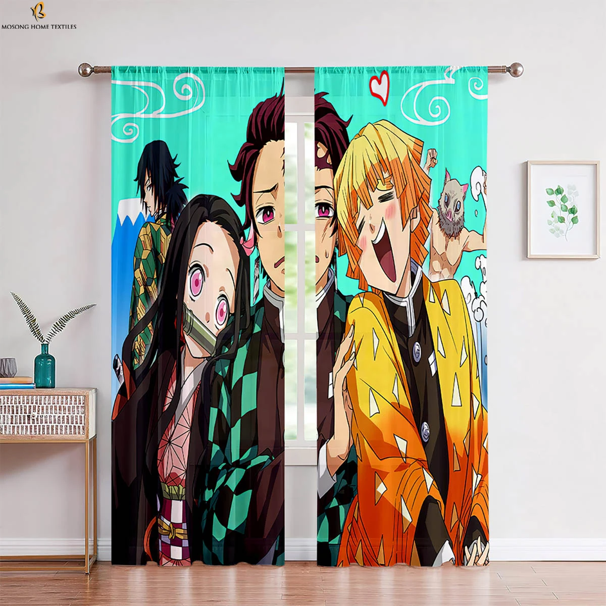 Hot-Blooded Anime Japanese Comic Printed Curtains Suitable For Children's Room Bedroom Living Room Kitchen Decorative Curtains