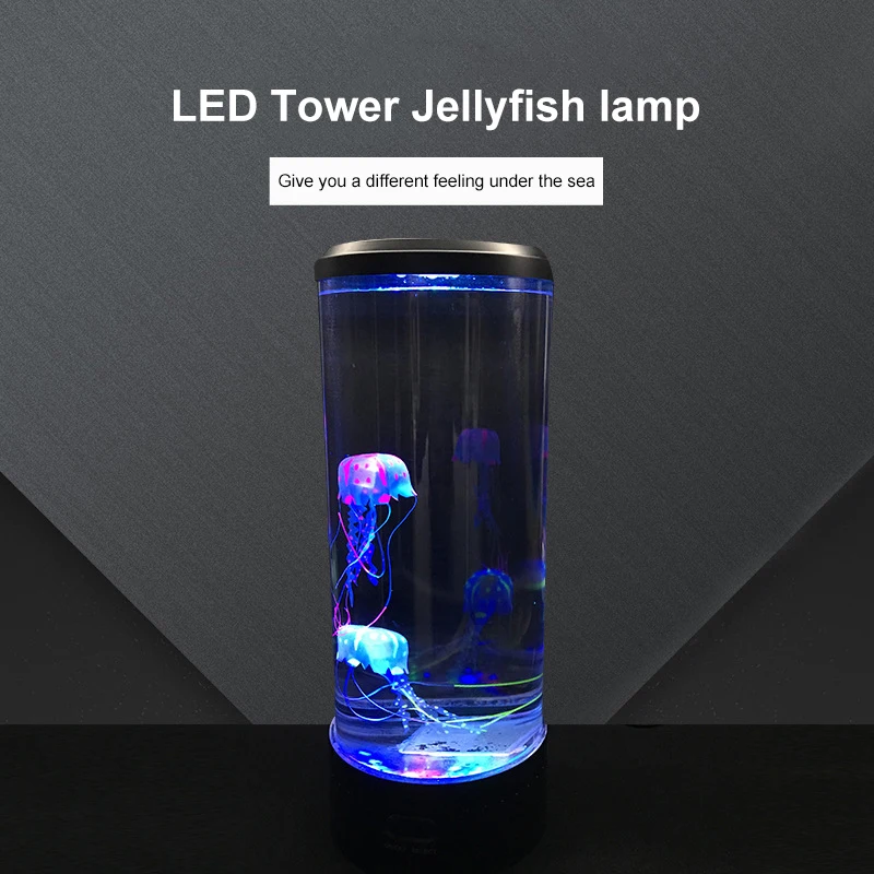 LED Fantasy Jellyfish Light Lamp 7 Color Setting Jellyfish Tank Table Lamp Decorations Girl Bedroom Ornament Pendant Home Decor