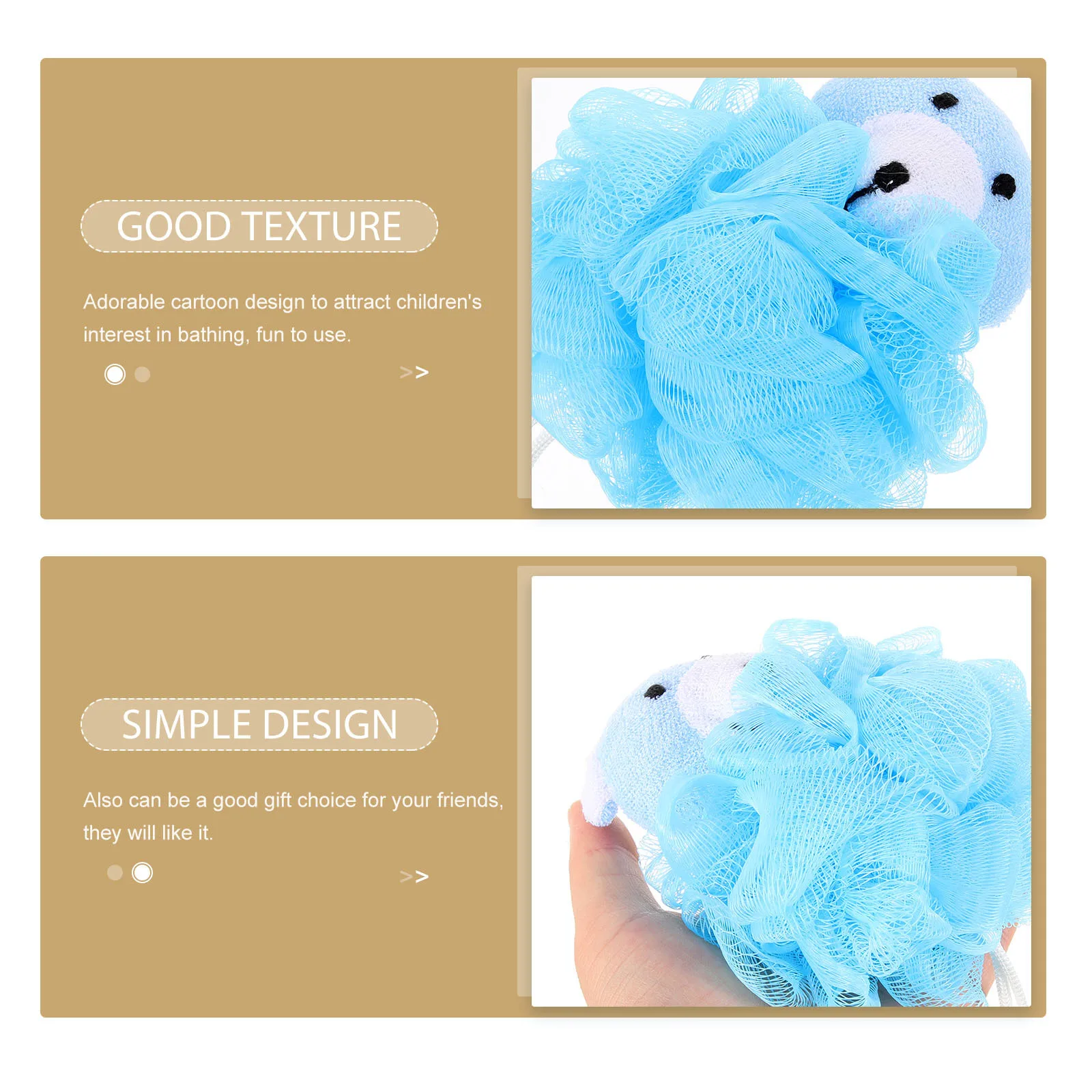 

2Pcs Shower Ball Baby Bath Sponge Cartoon Soft Toddler Bath Scrubber Kids Shower Loofah Exfoliating Body Scrubber