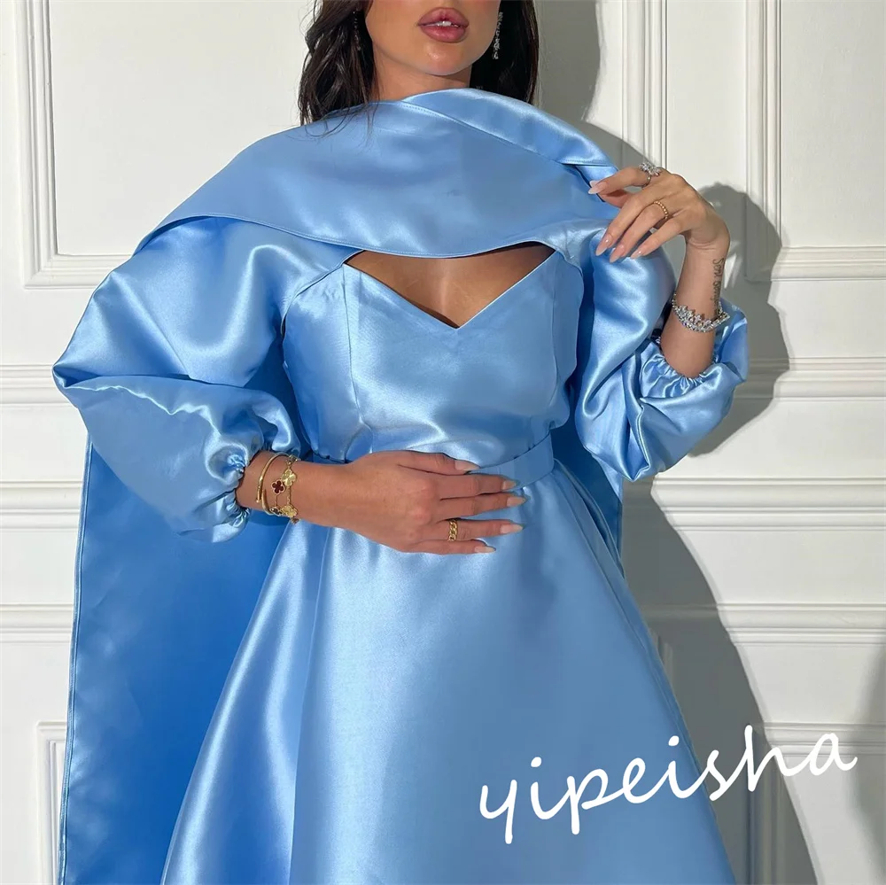 Einfache asymmetrische Ein-Schulter-A-Linie Anke Länge Quince anera Kleider Perlen Satin formelle Gelegenheit Kleid abiti per Occazioni