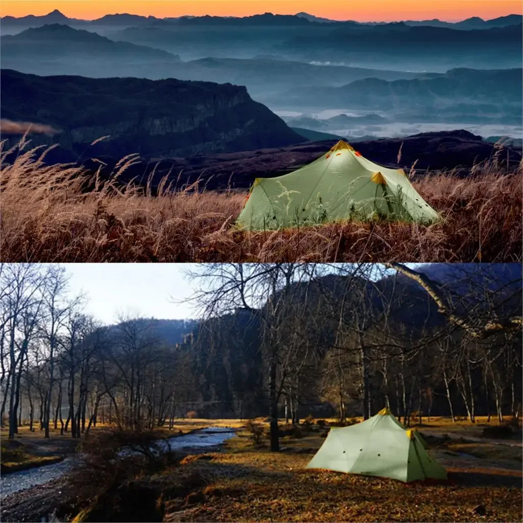 6-8 Person 4 Seasons Camping Flysheet Ultralight 680g Two-sided Silicone Coating Nylon Rodless Large Waterproof Backpacking Tent