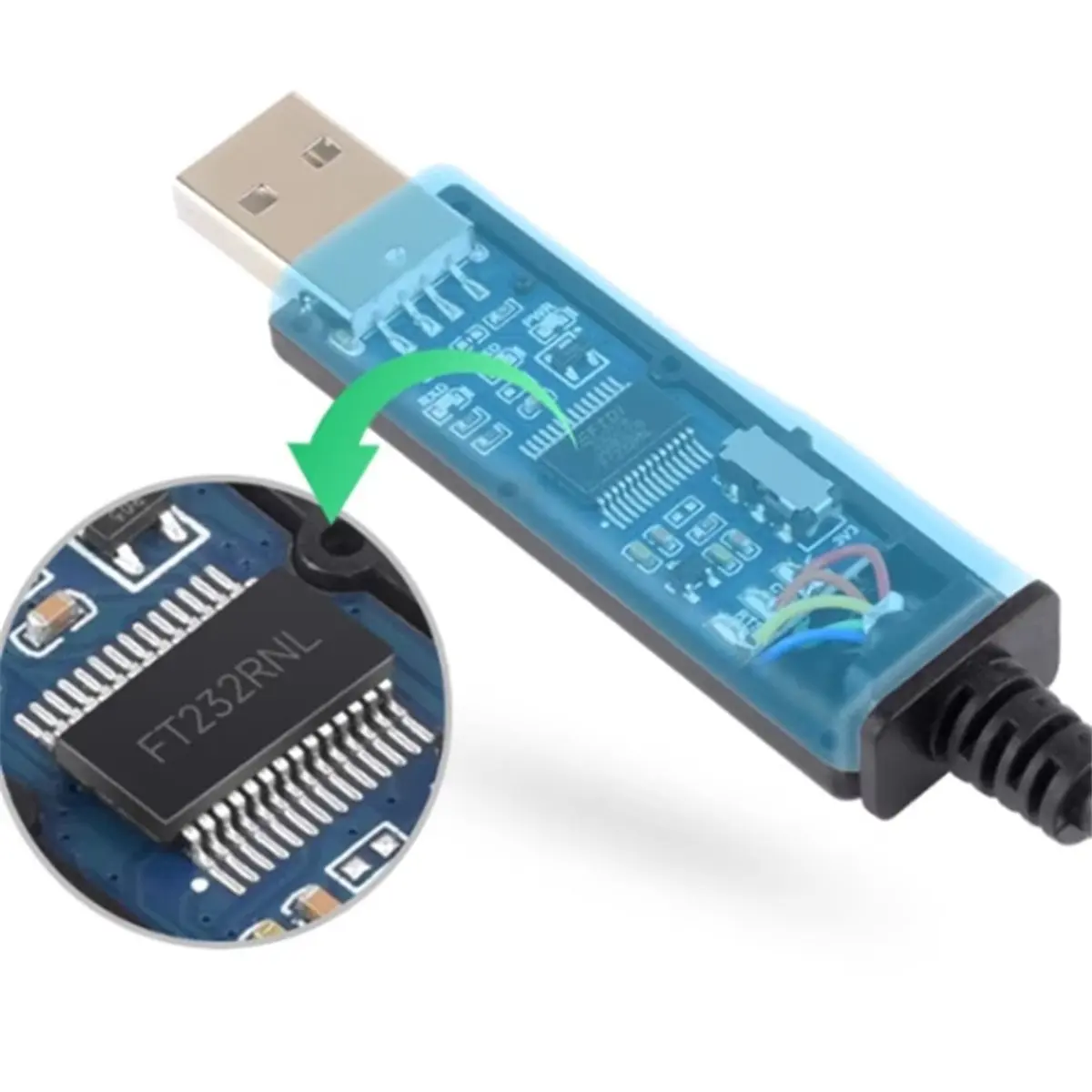 كابل تسلسلي USB من الدرجة الصناعية إلى TTL(C) 6PIN واجهة رأس فضفاضة دائرة حماية أصلية FT232RNL #6