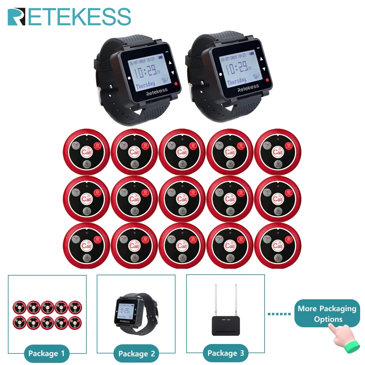 

RETEKESS Hookah Wireless Waiter Calling System Restaurant Pager T128 Watch Receiver T117 Call Button Customer Service For Cafe
