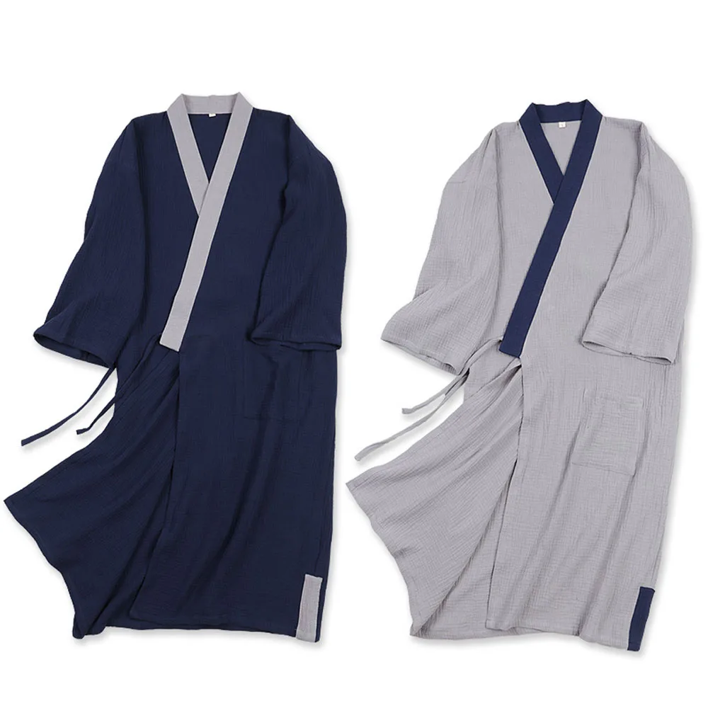 Novo homem de algodão robe kimono camisola sleepwear yukata roupão confortável casa vestido pijama tradicional japonês para o casal