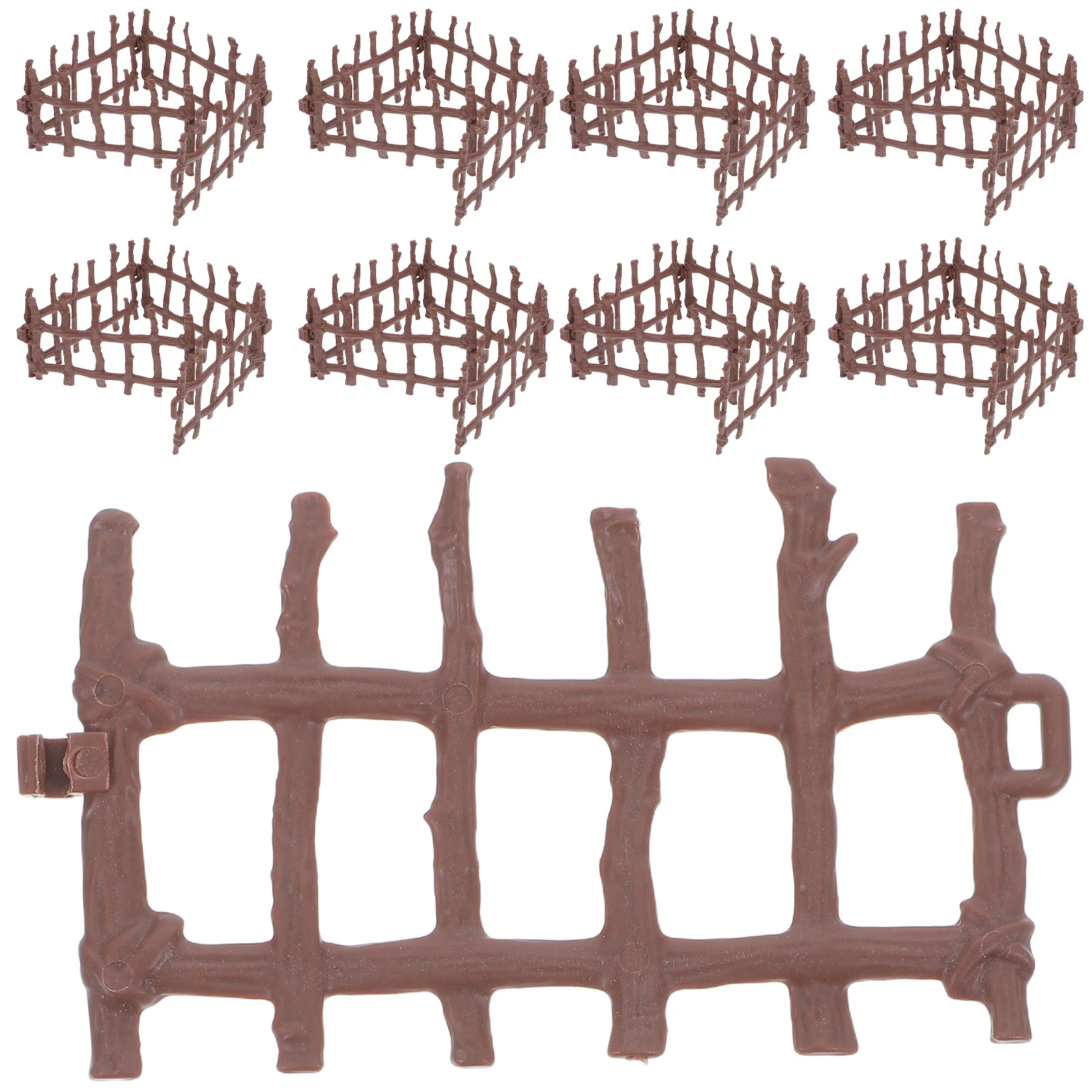 50 stuks miniatuur boerderijhek realistische houtkleur kunststof behuizing set voor micro landschap tuinrand scène accessoires