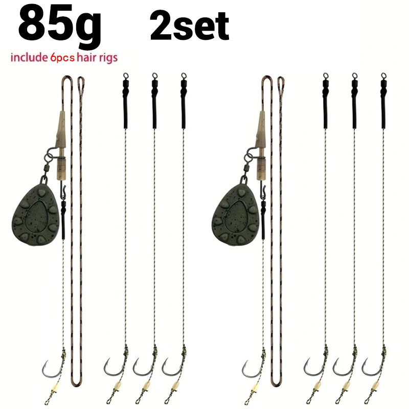 Carp Fishing Pre-tied Rig Set - Leadcore Leader with 6 Hair Rigs & Sinker Weights: 56g / 71g / 85g / 99g / 113g / 128g image 3