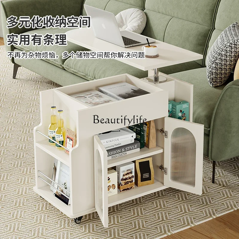 Cream wind removable side table household small coffee table living room sofa side cabinet