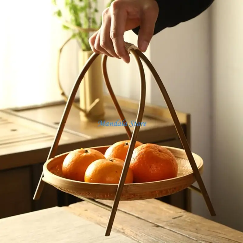 

U2JC Snacks Serving Dish Bamboos Handwoven Fruit Tray Multipurpose Fruit Serving Bowl