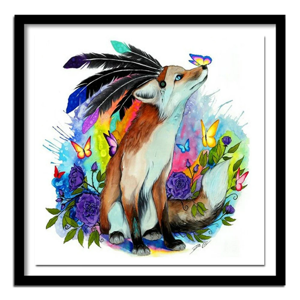 Full Resin Square Animals Diamond Painting Fox Cross Stitch Kits 5D Diamond Embroidery Needlework Home Decoration Diamond