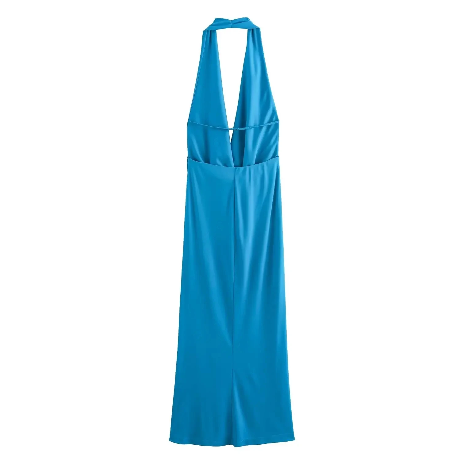 Summer Dress For Women 2024 Solid Backless Halter Neck Slim Long Dresses Chic Beach Sexy Vintage Woman Evening Dress