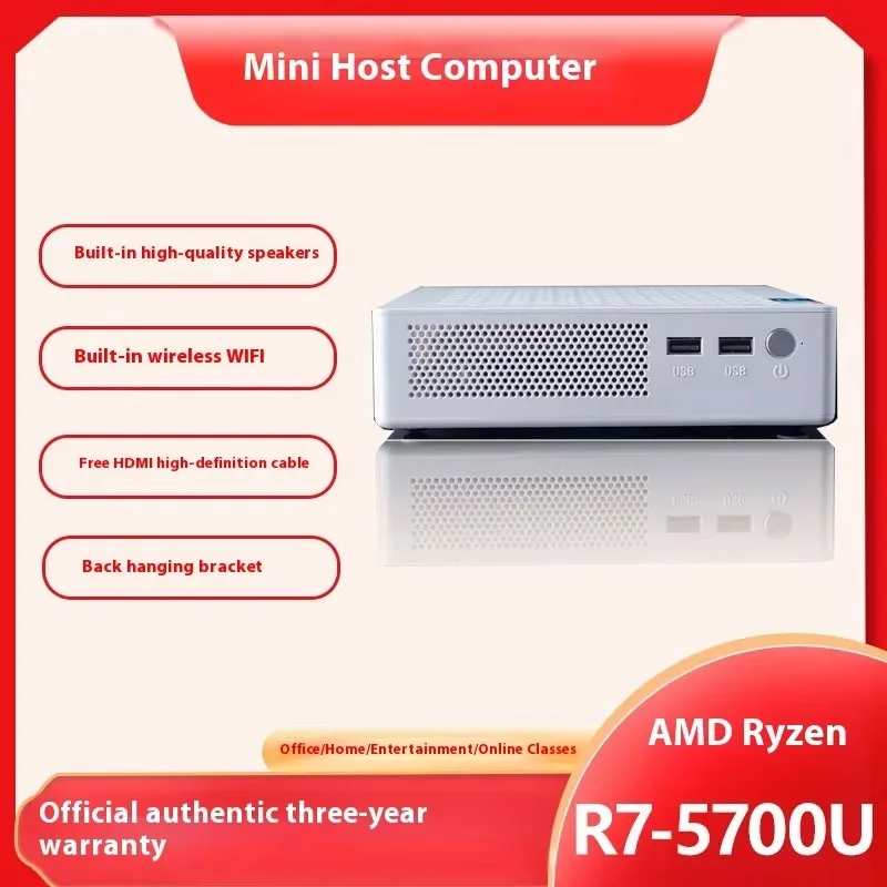 Ryzen 7 3700U Mini PC Mini Host With Stereo DDR4 NVMe SSD 2.5 Windows 11 Pro Rich Interface Desktop Computer