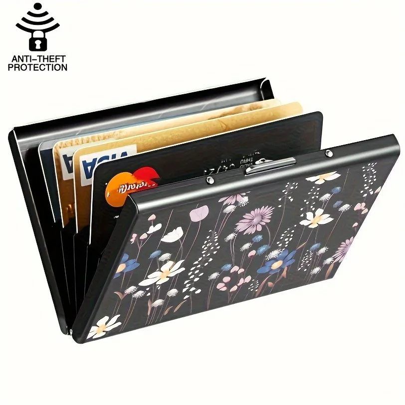 Portable Hardside Credit Card Holder, Versatile Storage Bag, Floral Pattern Bag