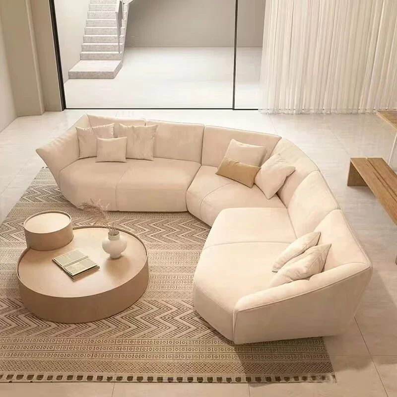 

Minimalist petal sofa, cream wind curved dirt-resistant suede fabric sofa