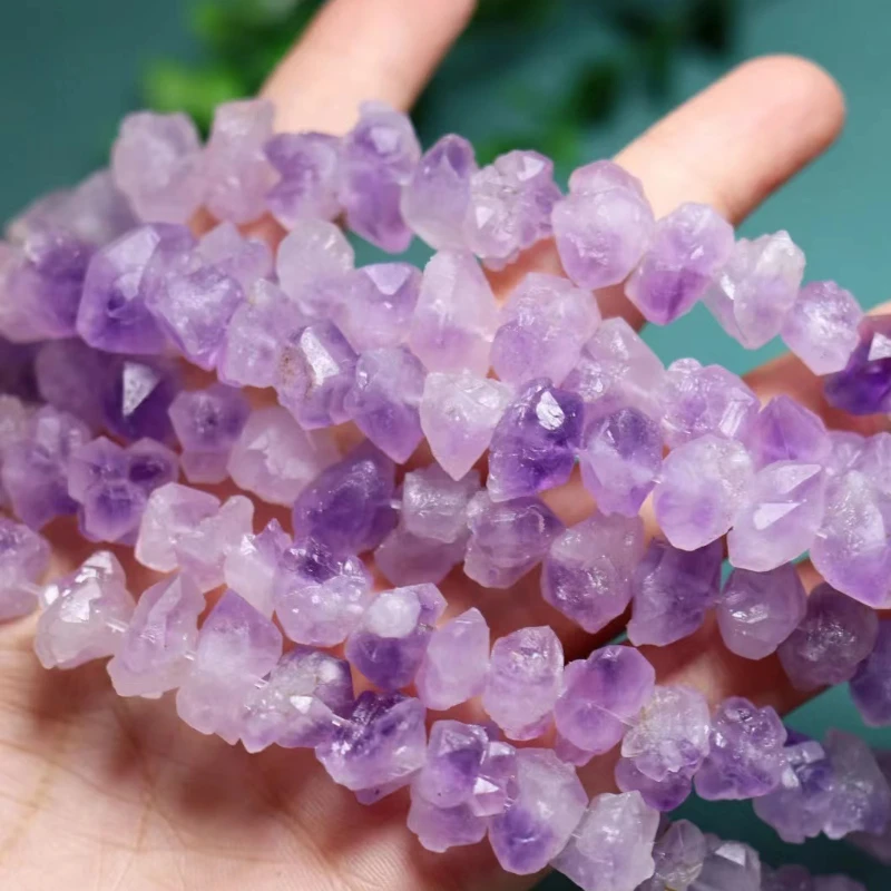 New Natural Amethyst Crystal Bud Horizontal Hole Lavender Crystal Cluster Beads DIY Bracelet Pendant Jewelry Accessory Wholesale