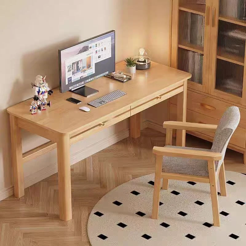

Solid wood desk 80cm high desktop computer desk student home study table small apartment bedroom workbench with drawers