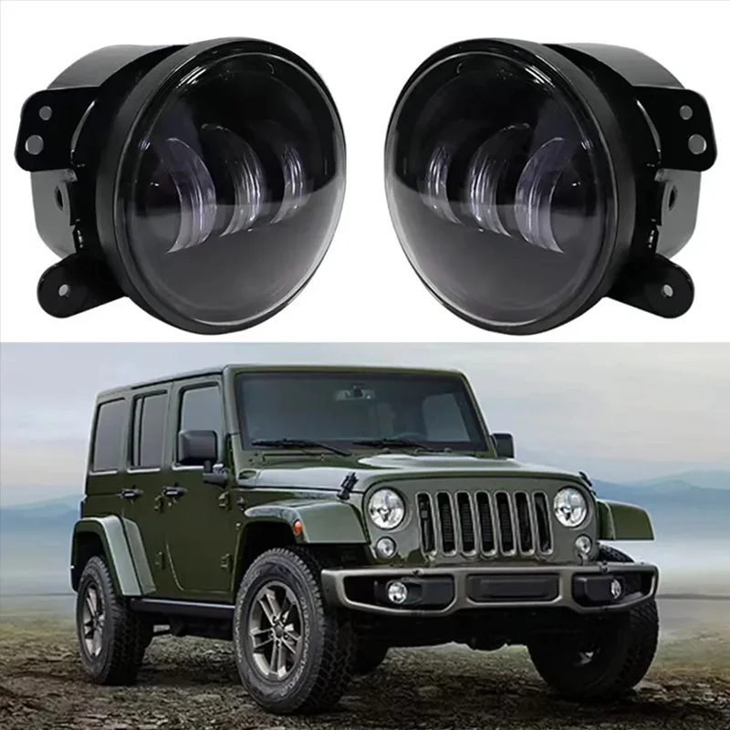 For Jeep Wrangler JK LJ TJ Dodge Journey Magnum ATV 30W 4 Inch LED Passing Fog Lights White DRL Amber Turn Signal Lamp