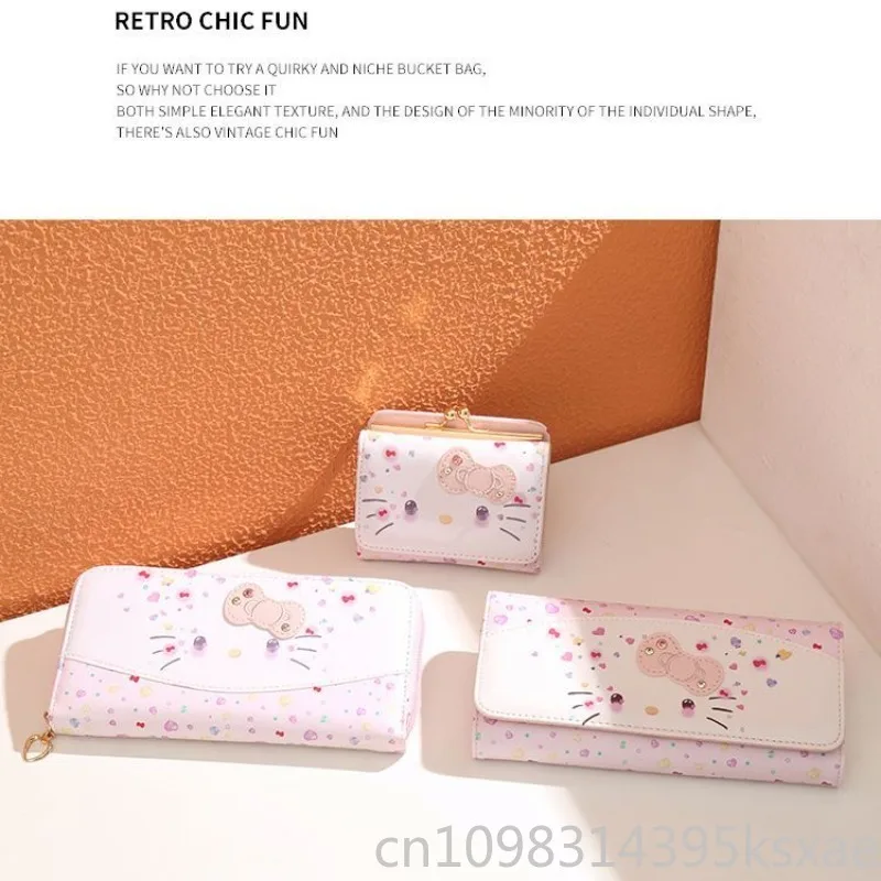  Hello Kitty Wallet for Women PU Leather Portable Waterproof Coin Purse Top Quality Luxury Designer Handbag Fashion Trend