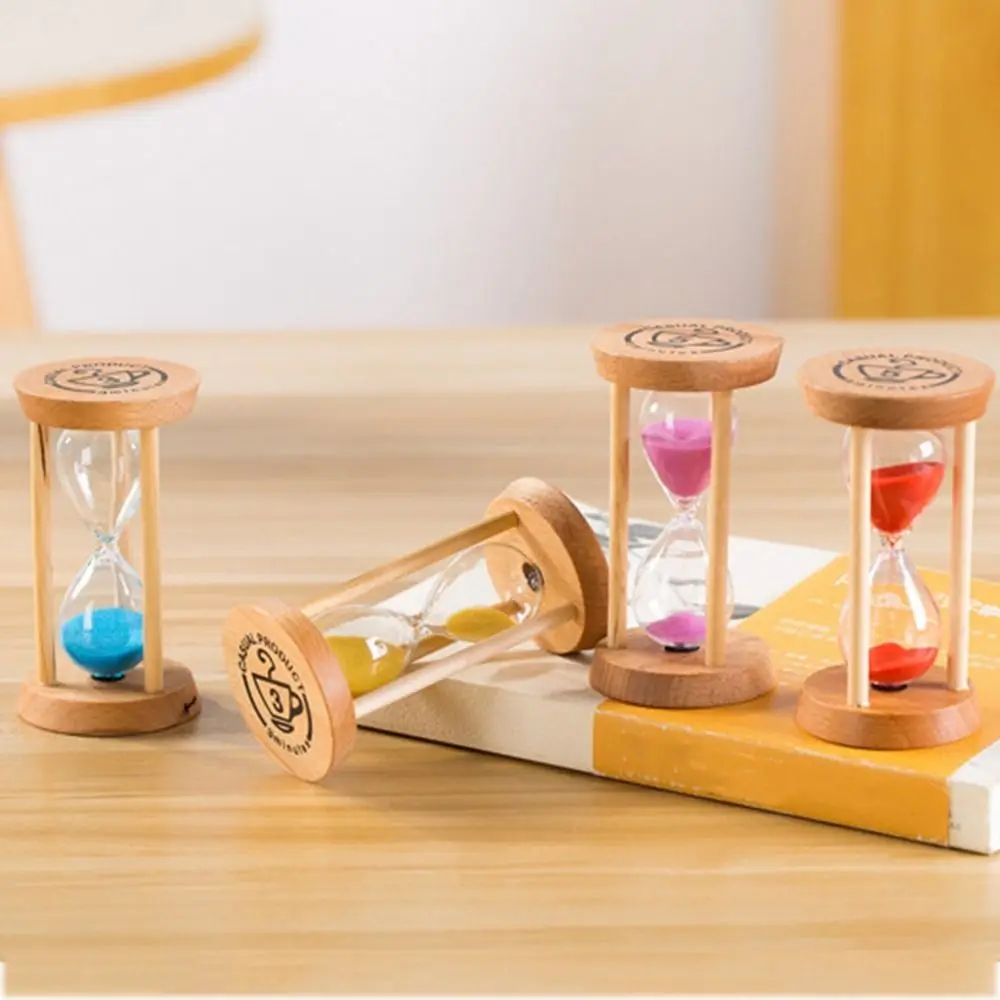 Portable Stable Connection Wooden Hourglass No Deformation Wooden Round Hourglass Timers 1/3/5 Minutes 5 Colors Timer Kids Gift