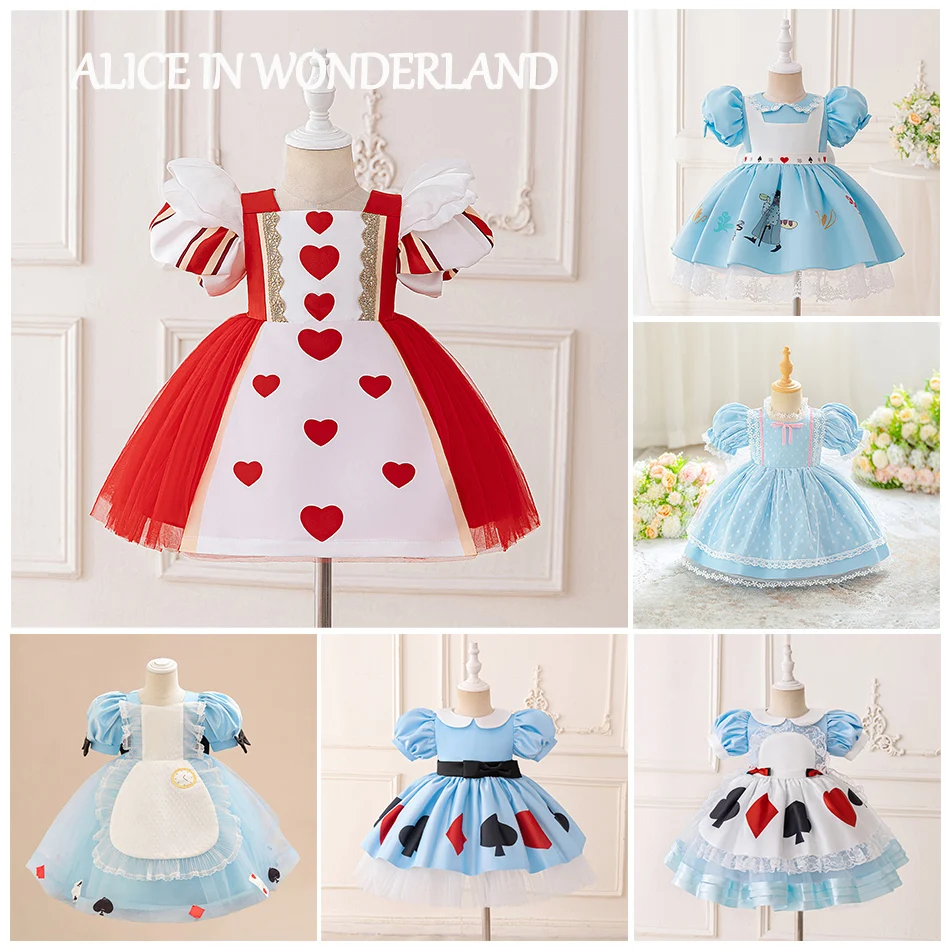 

Red Queen Princess Dress for Baby Girls Alice Halloween Christmas Carnival Cosplay Costume Baby Girl Clothes for Photo Shoot