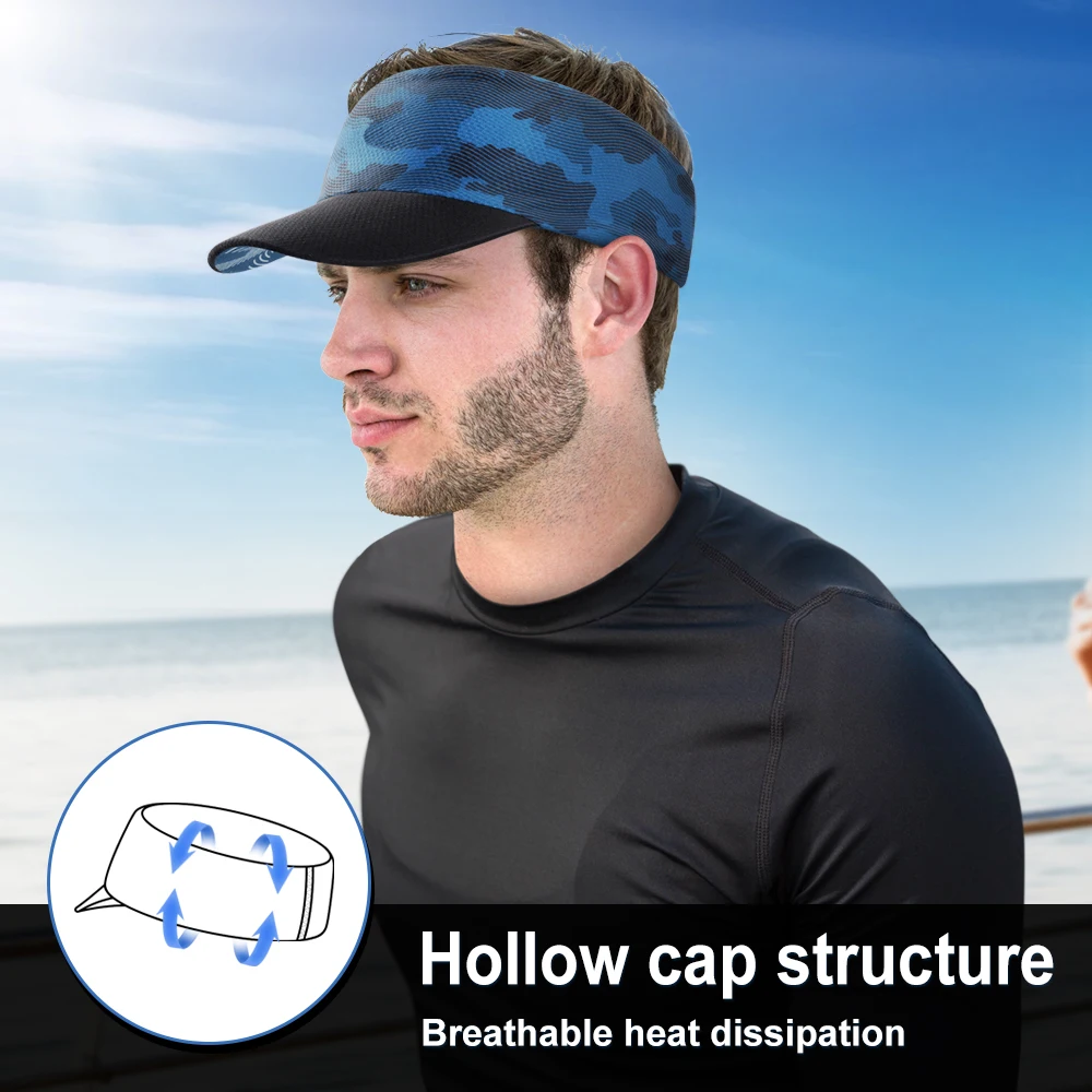 Summer Cooling Sun Visor Cap Cycling Breathable Sweat Wicking Running Bike Hat Outdoor Hiking Tennis Sports Cap Quick-Dry Caps