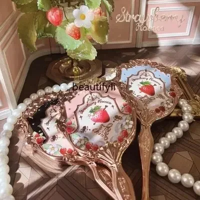 yj Flower Know Strawberry Rococo Series Peripheral Makeup Mirror