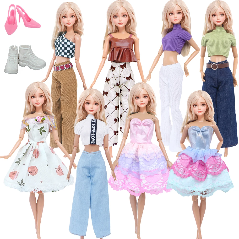 

Современная кукольная одежда Ba Doll Bie 11,8 дюйма, 30 см, наряд для куклы для девочек, мини-платье с туфлями на высоком каблуке, аксессуары, детская игрушка-кукла