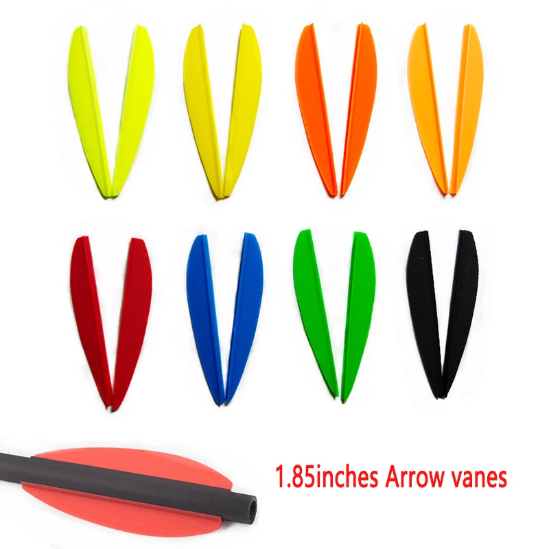 

50/100pcs Arrow vanes 1.85 inch TPU vanes Archery shooting Accessories 8 color Suitable for 6/6.3/7.5 inch arrows