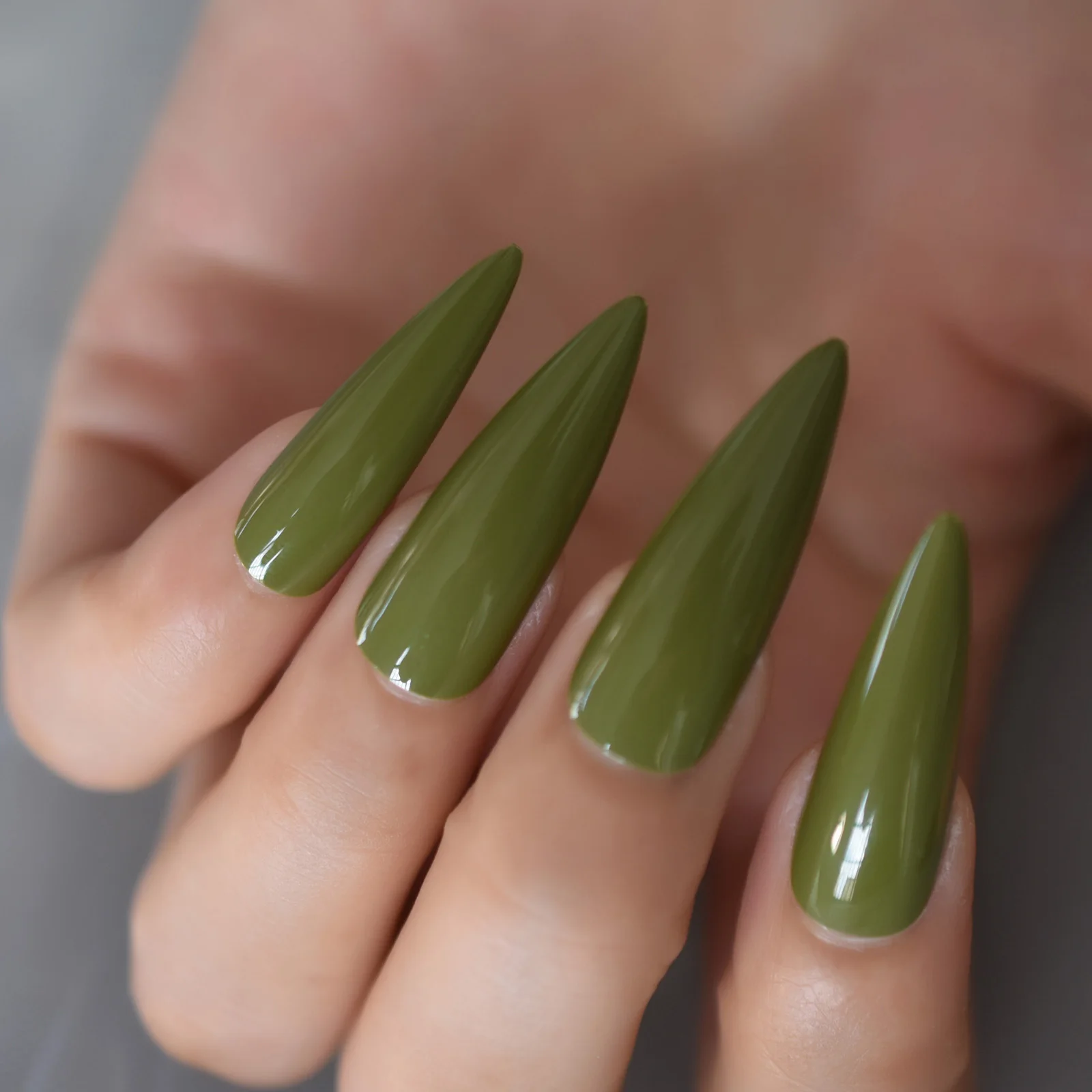 Faux Ongles en Acrylique Vert Foncé, Long Stiletto Artificiel, Pression sur N64.Sharp, Couverture Complète, Gel Brcorporelle, Salon de Manucure