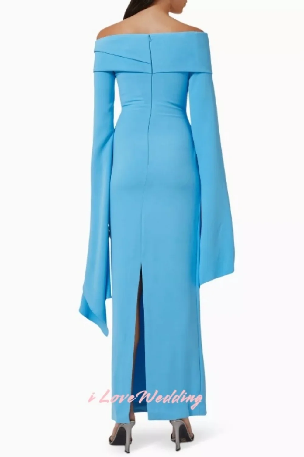 2025 elegancka niebieska suknia wieczorowa z długim rękawem sukienki na formalną imprezę Ruffles płaszcza do kostek długa minimalistyczna sukienka dostosowana