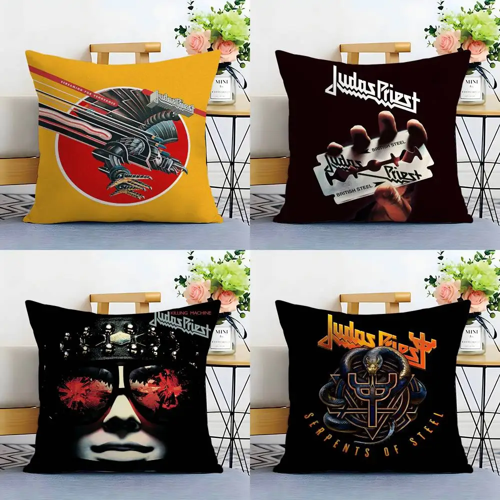 كول J-Judas P-Priest كيس وسادة نسيج قطيفة لينة مزدوجة الوجهين طباعة غطاء وسادة أريكة رمي وسادة تغطي