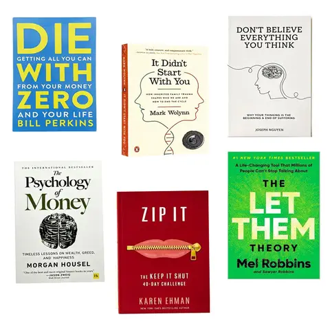 Popular English Self Improvement Books : Atomic Habits/The Psychology of Money/The Let Them Theory/It Didn't Start With You