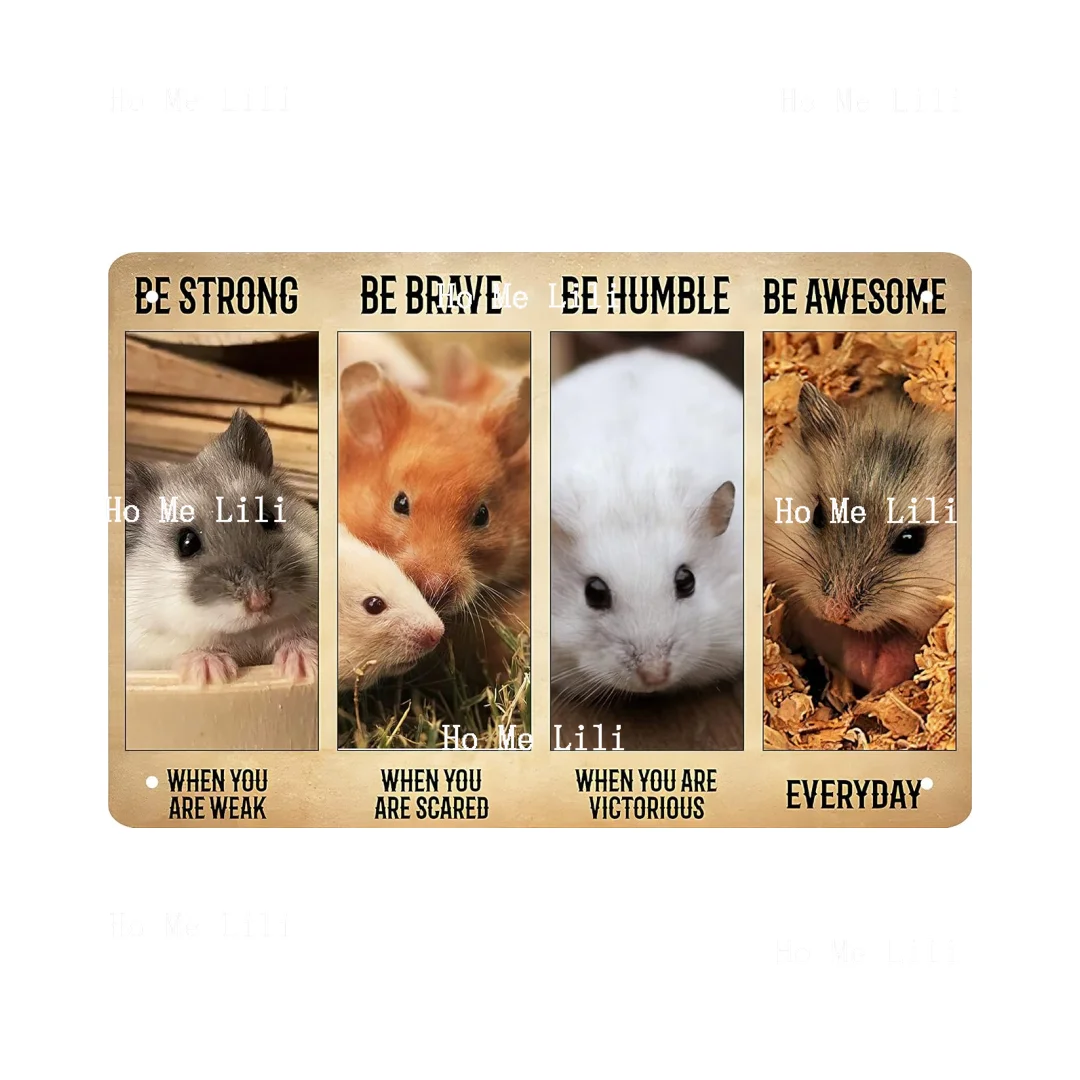 Fun Hamsters Decorated With Vintage Metal Tin Logo Gift For Pet Lovers Decorate Posters For Home Office Rooms