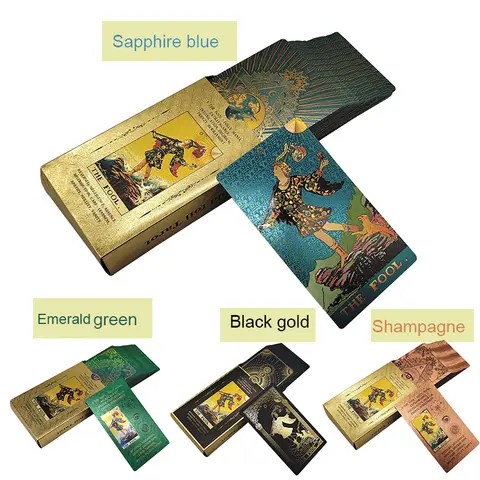 Cost Worthy Luxe Gold Foil Tarot Deck With Nice Plastic Package Board Game of Oracle Cards For Beginners