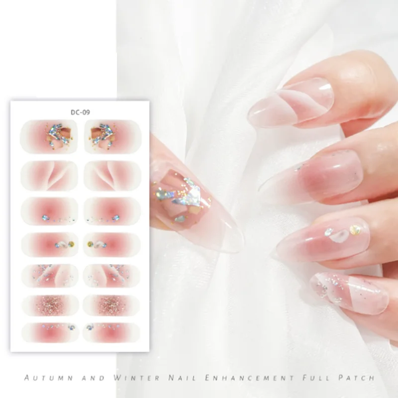 Sin luz UV Gel Nail Art pegatina 3D parches duraderos para uñas decoraciones prensa en uñas DIY manicura accesorios para uñas puntas de uñas