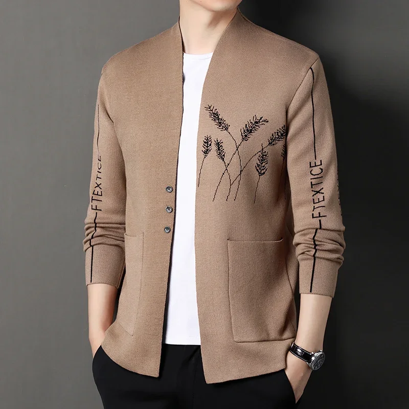 

2025 autumn and winter new men's knitted cardigan for outerwear plus size men's sweater jacket Korean version casual top