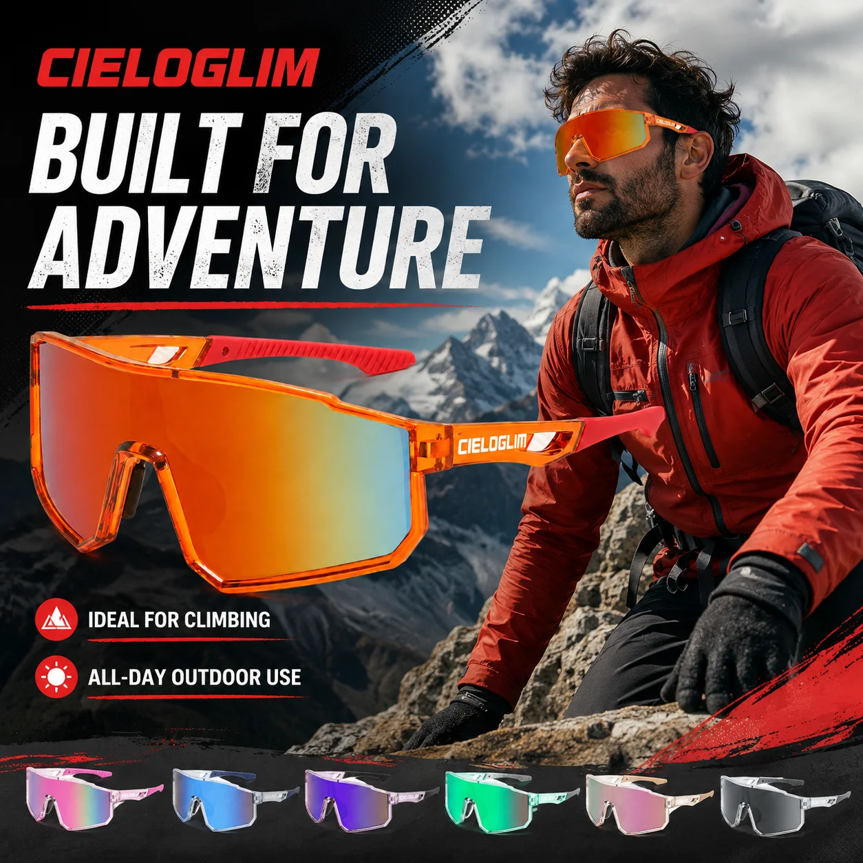 CIELOGLIM UV400 Cycling Sunglasses Unisex Road Bike MTB Glasses Lightweight Outdoor Hiking Climbing Eyewear