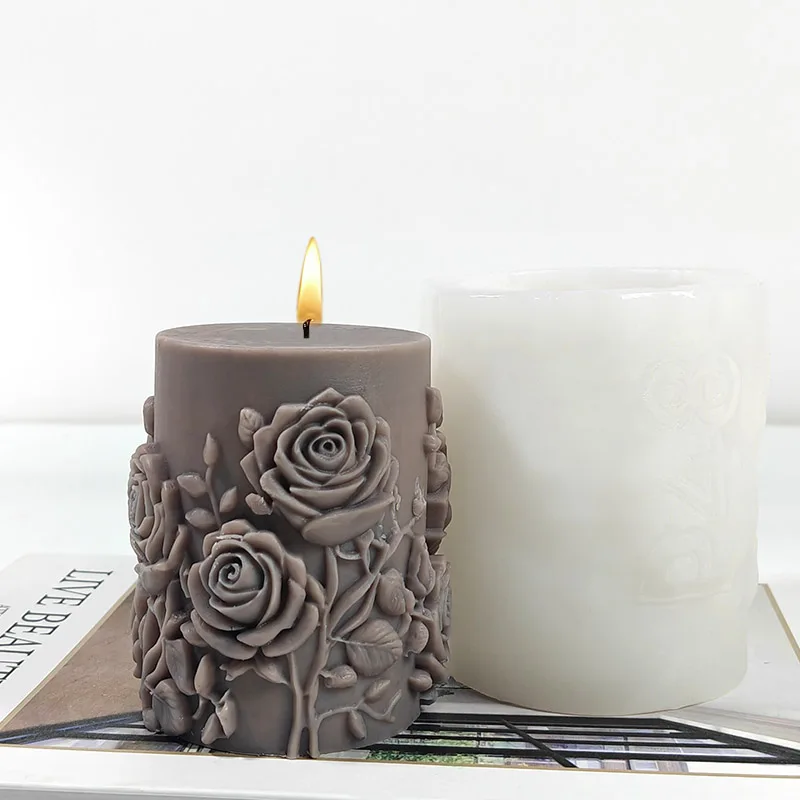 Moldes de silicona con diseño floral vibrante para entusiastas creativos, exquisita artesanía, adecuados para velas, yeso de resina