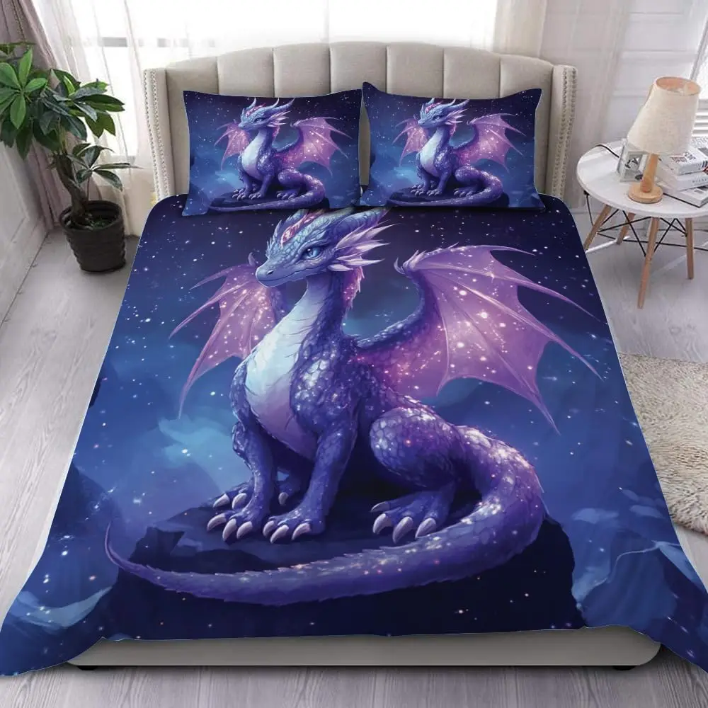 

Детские пододеяльники Dragon Queen King Twin Size Декор комнаты для мальчиков и мужчин с 1 постельное белье, пододеяльник, 2 наволочки, без одеяла