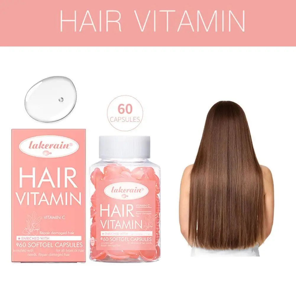 60pcs Smooth Hair Vitamin Capsule Repair Damaged Hair Splitting Vitamin Oil Hair Care Essence Keratin Complex Oil Hairs Mask