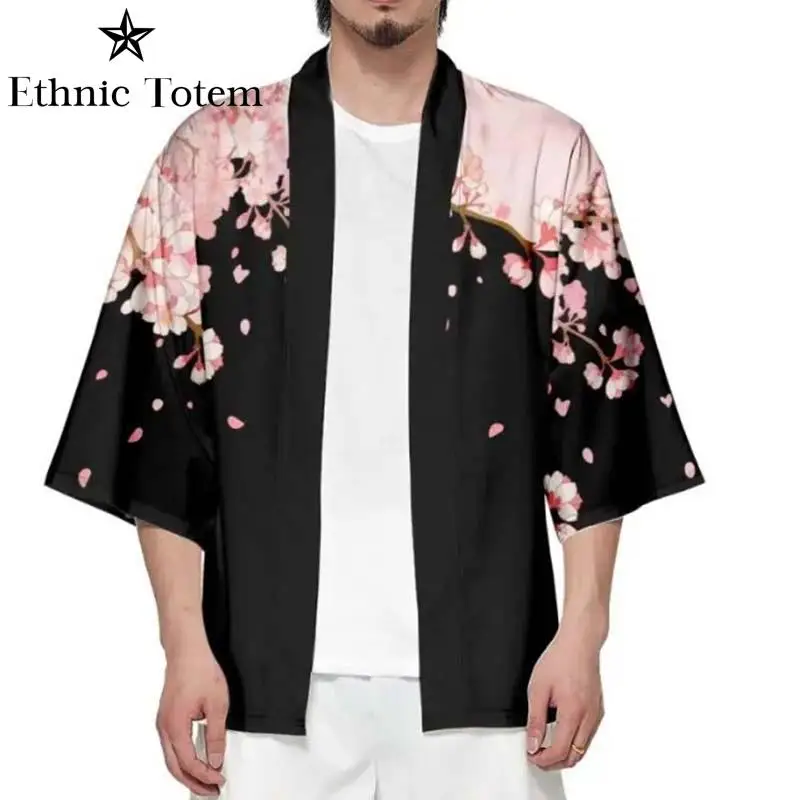 

Sakura Cloak Kimono Japanese Samurai Clothes Cardigan Yukata Beach Seaside Adult Tops Loose Casual Harajuku Haori Costume Jacket