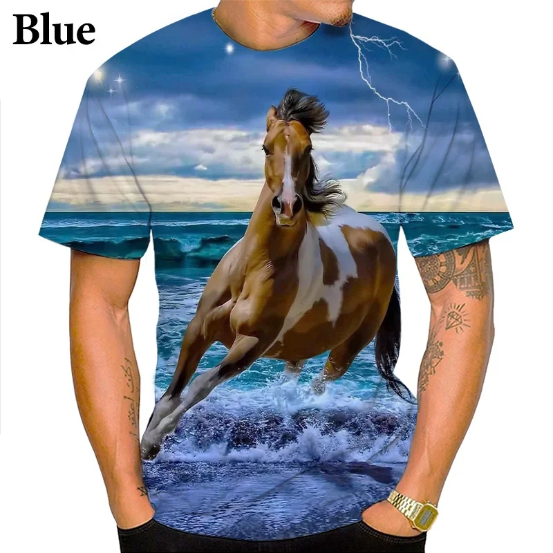 

Summer Fashion Animal Horse 3D Printing Unisex Harajuku Casual Short Sleeve T-shirt