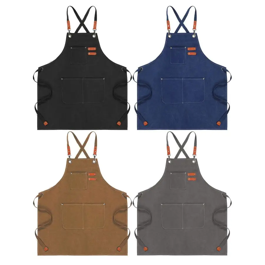 

Набор из 4 хлопковых фартуков для мужчин с регулируемыми лямками, перекрестными ремнями на спине и карманом, 26 x 30 дюймов